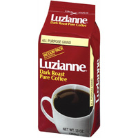 Luzianne Pure Coffee Dark Roast Ground Coffee, 13Oz Bag (Pack Of 4)