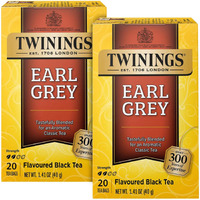 Twinings Earl Grey Tea 2-Pack - A Bright And Zesty Black Tea Infused With Citrus Bergamot Flavours, Caffeinated Tea Bags, Individually Wrapped, 20 Count Each