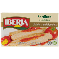 Iberia Skinless & Boneless Sardines In Tomato, 4.2 Ounce (Pack Of 12) Gluten Free, Non Gmo, Moist And Tender Low-Carb, Convenient Superfood