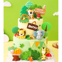 Jevenis Luxury Jungle Baby Animals Cake Decoration Wild One Cake Decoration Safari Cake Decoration Giraffe Elephant Lion Tiger Cake Jungle Animals Birthday Party Decoration