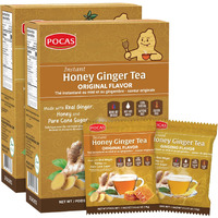 Pocas Honey Ginger Tea Variety Set - Instant Tea Powder Packets, Ginger Honey Crystals Tea, Original & Ginseng Flavors, Non-Gmo/Gluten Free/Caffeine Free Tea, 20 Count (Pack Of 2)