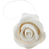 Global Sugar Art Tea Rose Sugar Cake Flowers, White, Wired Small 15 Count By Chef Alan Tetreault
