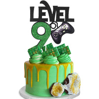 Level 9 Game Birthday Cake Topper - Video Game Boy's 9Th Birthday Level Up Party Cake Supplies - Game On Winner Gaming Party Decoration