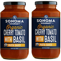 Sonoma Gourmet Cherry Tomato With Basil Pasta Sauce | Usda Organic, Non-Gmo, Gluten-Free And No Sugar Added | Made With Fresh Ingredients | 25 Ounce Jars (Pack Of 2)