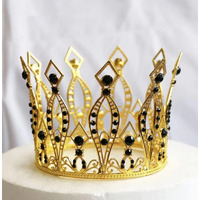 Crown Cake Topper Rhinestone Crystal Handmade Tiara Cake Decoration For Birthday Prom Party