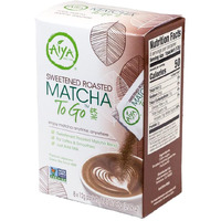 Aiya Japanese Sweetened Roasted Matcha To Go Sticks - Packets Of Roasted Japanese Matcha Green Tea, Gluten-Free - For Lattes & Smoothies - 8 Single-Serving Sticks
