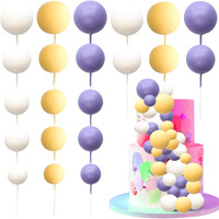 Ephlyn 30Pcs Ball Cake Topper Ball Cake Picks Colorful Pearl Ball Shaped Cupcake Insert Cake Topper For Bear Theme Birthday Party Favors Wedding Decoration White Yellow Purple