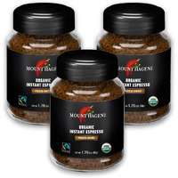 Mount Hagen Instant Espresso Coffee 3 Pack, Eco-Friendly Organic Espresso Coffee Made From Medium Roast Arabica Beans, Freeze Dried Instant Coffee, Fair-Trade, Kosher [3X1.76Oz/50G Jar]