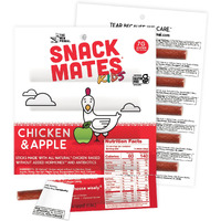 The New Primal Snack Mates Chicken & Apple Sticks, Gluten Free Healthy Snacks For Kids, Low Sugar High Protein Back To School Snacks, Mini Paleo Jerky Meat Stick, 7G Protein, 60 Calories, 10 Pack
