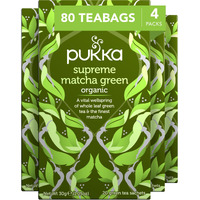 Pukka Herbs Supreme Matcha Green Organic Herbal Tea, Energizing Infusion Organic Tea Selection, With Matcha Powder, Ideal For Daily Vitality, 80 Total Tea Bags (20Ct - Pack Of 4)
