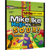 Mega Mix Sour Mike And Ike Candy, 28.8 Ounce Bag (Pack Of 1), Chewy Candy, Vending Machine Candy, Gummy Candy Mix, Sour Candy