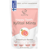 Xylitol Mints For Oral Care - Grapefruit Flavor, 100% Xylitol Sweetened, Sugar Free Candy, Happy Teeth Dental Mints From Finland, 5Oz - 245 Mints