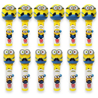 Pop Ups! Minions Lollipop Holder | Collectable Despicable Me Lollipop Case | Party Favors For Halloween, Goodie Bags, Piata Candy, Game Prizes | Bulk Set Of 12 | Lollipops Included