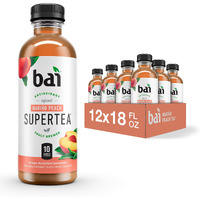 Bai Iced Tea, Narino Peach, Antioxidant Infused Supertea, Crafted With Real Tea (Black Tea, White Tea), 18 Fluid Ounce Bottles, 12 Count