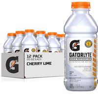 Gatorlyte Rapid Rehydration Electrolyte Beverage, Cherry Lime, 20 Oz Bottles (Pack Of 12)