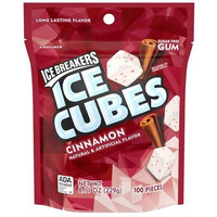 Ice Breakers Ice Cubes Cinnamon Sugar Free Chewing Gum Pouch, 8.11 Oz (100 Pieces)