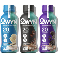 Owyn Only What You Need Plant Based Protein Shake, 20G Vegan Protein From Organic Pumpkin Seed, Flax, Pea Blend, Prebiotic Supplement, Gluten & Soy-Free (Vanilla Variety Pack, 12 Pack)