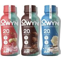 Owyn Only What You Need Protein Shake, 20G Vegan Protein, Ready To Drink, Dairy Free, Great Taste, 4G Sugar, 5G Net Carbs, Strawberry Banana Variety Pack, 12 Fl Oz (12 Pack)