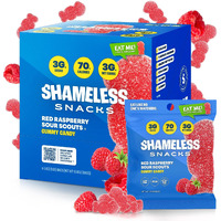 Shameless Snacks - Healthy Low Calorie Snacks, Low Carb Keto Gummies (Gluten Free Candy) - 6 Pack Red Raspberry Sour Scouts