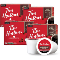 Tim Hortons Dark Roast Coffee, Single-Serve K-Cup Pods Compatible With Keurig Brewers, 96Ct K-Cups, Red -24 Count (Pack Of 4)