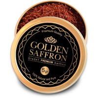 Golden Saffron, Finest Pure Premium All Red Saffron Threads, Grade A+ Super Negin, Non-Gmo Verified. For Tea, Paella, Rice, Desserts, Golden Milk And Risotto (5 Grams)