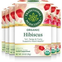 Traditional Medicinals Organic Hibiscus Herbal Tea (Pack Of 6), Supports Cardiovascular Health, 16 Tea Bags (Pack Of 6) Packaging May Vary