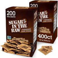 Sugar In The Raw Granulated Turbinado Cane Sugar On The Go Packets, No Erythritol, Pure Natural Sweetener, Hot & Cold Drinks, Coffee, Baking, Vegan, Gluten-Free, Non-Gmo, 200 Count Packets (2-Pack)