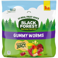 Black Forest Gummy Worms Candy, Made With Real Fruit Juice, Resealable Bag, 5 Pound Bulk Bag