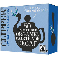 Clipper Tea, Organic Decaf, Plant-Based, Decaffeinated Black Tea, Great Over Ice, 1 Pack, 80 Unbleached Tea Bags