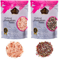 Cerez Pazari Rainbow Peppercorn Blend 12 Oz And Himalayan Pink Salt (Coarse Grain) 2 Lbs, Whole Black, Pink, Green, White Color Pepper For Grinders Refills