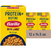 Barilla Protein+ (Plus) Rotini Pasta, 14.5 Ounce (Pack Of 12) - Plant Based Pasta - Made From Lentils, Chickpeas & Peas - Non-Gmo, Kosher Certified And Vegan