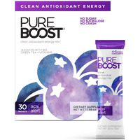 Pureboost Clean Energy Drink Mix + Immune System Support. Sugar-Free Energy With B12, Multivitamins, Antioxidants, Electrolytes (Acai Alert, 30 Count)