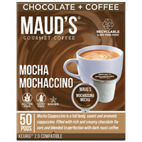 Maud's Chocolate Mocha Cappuccino Coffee Pods, 50 Ct | Mochaccino Mocha Flavor | 100% Arabica Coffee | Solar Energy Produced Recyclable Pods Compatible With Keurig K Cups Maker