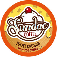 Sundae Ice Cream Flavored Coffee Pods, Compatible With 2.0 Keurig K-Cup Brewer, (Toffee Crunch) 48 Count