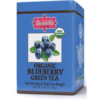 Brew La La Organic Green Tea - Natural Blueberry Flavor - 50 Double Chambered Bags - Low Caffeine Gourmet Tea - Certified Organic