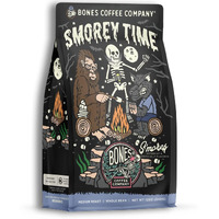 Bones Coffee Company Decaf S'Morey Time Whole Coffee Beans S'Mores And Graham Crackers Flavor, Low Acid Flavored Coffee, Made With Arabica Coffee Beans, Medium Roast Gourmet Coffee (12 Oz)