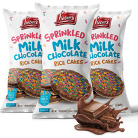 Liebers Sprinkled Topped Milk Chocolate Rice Cakes, Kosher Certified Dairy, Gluten Free Snack (Pack Of 3)