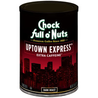 Chock Full Onuts Uptown Express Roast, Dark Roast Ground Coffee With Extra Caffeine - Gourmet Coffee Beans - Bold, Full-Bodied And Intense Coffee (10.5 Oz. Can)