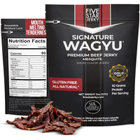 Five Star Signature Wagyu Mesquite Beef Jerky, Soft & Mouth Melting Tender Jerky, Award-Winning Gourmet Premium, No Artificial Ingredients, Nitrate/Nitrite-Free, Gluten-Free (4 Pack Of 2Oz-Total 8Oz)