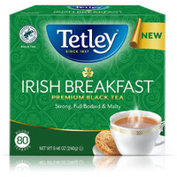Tetley Irish Breakfast Premium Black Tea, 80 Tea Bags, Rainforest Alliance Certified