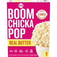 Angie's Boomchickapop Real Butter Microwave Popcorn, 6 Count, 3.29 Oz. Bags