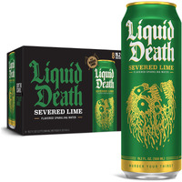 Liquid Death, Severed Lime Sparkling Water, 8-Pack (King Size 19.2Oz Cans), Lime Flavored Sparkling Beverage Sweetened With Real Agave, Low Calorie & Low Sugar