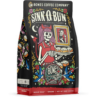 Bones Coffee Company Sinn 'O' Bun Ground Coffee Beans, Cinnamon Roll Flavor, Low Acid Flavored Coffee, Made With Arabica Coffee Beans, Medium Roast Gourmet Coffee (12 Oz)