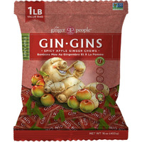 Gin Gins Spicy Apple Ginger Chews - Natural Fresh Ginger Candy By The Ginger People - Individually Wrapped Healthy Candy - Spicy Apple Ginger Flavor - Large 1 Lb Bag (16Oz) - Pack Of 1