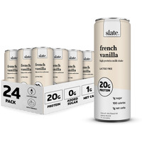 Slate Milk - High Protein Milk Shake - French Vanilla - Lactose Free, 20G Protein, 1G Sugar, 100 Calories, 1G Net Carbs, No Added Sugar - Natural, Breakfast Boost, Post Workout - 11 Fl Oz, 24 Cans