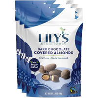 Dark Chocolate Covered Almonds By Lily's Sweets, Made With Stevia, No Added Sugar, Low-Carb, Keto-Friendly Christmas Candy | Fair Trade, Gluten-Free & Non-Gmo Ingredients | 3.5 Oz (Pack Of 3), 10.5 Oz