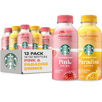 Starbucks Pink & Paradise Drink, 2 Flavor Variety Pack, Coconut Milk, 14Oz Bottles (12 Pack)
