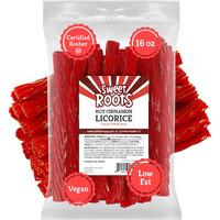 Sweet Roots Hot Cinnamon Licorice Twists (16 Oz / 1 Bag) - Jumbo Size - Certified Kosher - Vegan - Fat Free
