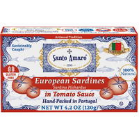 Santo Amaro - Authentic European Sardines In Tomato Sauce From Puree, Hand-Packed Canned Sardines In Tomato Sauce From Portugal, Wild Caught Portuguese Sardines, 23G Protein, Paleo, Dash, Pack Of 12