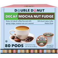 Double Donut Medium Roast Decaf Coffee Pods, Mocha Nut Fudge Flavored, For Keurig K-Cup Machines, 80 Single-Serve Capsules Per Box
